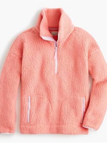 J. Crew “Vintage Fleece” Polartec Coral Sherpa Half-Zip Pullover